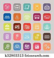 Mortgage and home loan line flat icons
