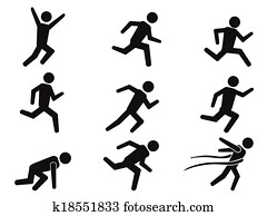 runner stick figure icons set runner stick figure icons set