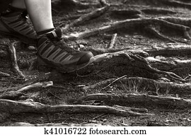 Standing on a rough terrain