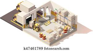 Vector isometric low poly warehouse Vector isometric low poly warehouse