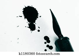 escritor, tinta, e, caneta