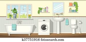 ilustração, de, um, banheiro