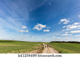 rodzina, dosiadajcie, countryside.