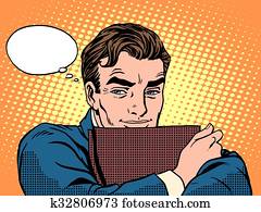 愉快, 商人, 由于, a, 公文包