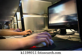 computador, gaming, em, café internet