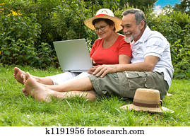 senior couple in garden