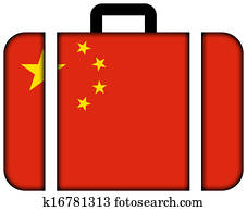 מזוודה, עם, דגל של סין