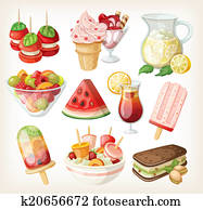 קבע, של, קור, מתוק, קיץ, אוכל