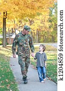 Dad and Son Walking