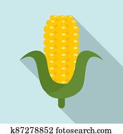 Eco corn icon, flat style Eco corn icon, flat style