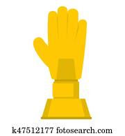 Golden baseball glove trophy icon isolated