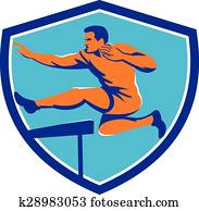 陸上競技の選手 走り高跳び 木版 クリップアート K Fotosearch