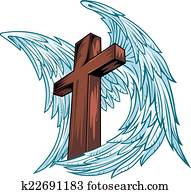 Angel wings with wooden cross Angel wings with wooden cross