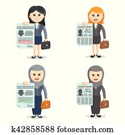 business woman holding paper set