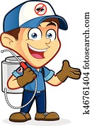Exterminator or pest control in welcoming gesture Exterminator or pest control in welcoming gesture