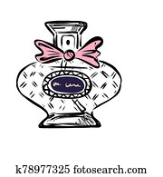 Hand drawn vector perfume bottle. Cosmetics object on white background. Hand drawn vector perfume bottle. Cosmetics object on white background.