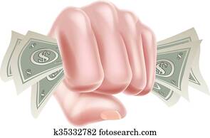 Hand in Fist Holding Money Hand in Fist Holding Money