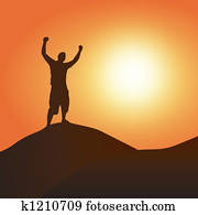 sieg, an, sonnenuntergang