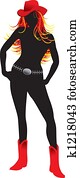 Standing Cowgirl Silhouette Standing Cowgirl Silhouette