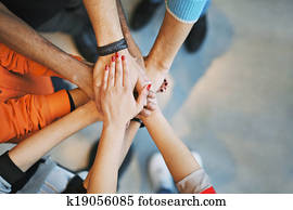 ים, של, ידיים, להראות, אחדות, ו, שיתוף פעולה