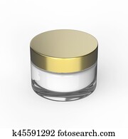 3D illustration glass cosmetic container for cream 3D illustration glass cosmetic container for cream
