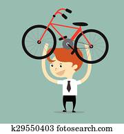 businessman lift up red and black businessman lift up red and black