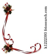 Christmas border red ribbons Christmas border red ribbons