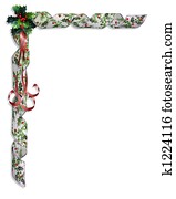 Christmas Holly and ribbons border Christmas Holly and ribbons border