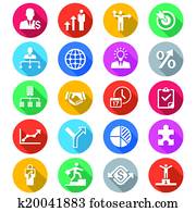 empresa / negocio, plano, color, iconos