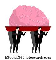 Funeral of brain. Mind is carried in coffin. burial reflection Funeral of brain. Mind is carried in coffin. burial reflection