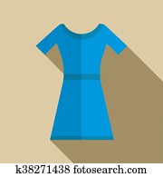 robe bleue, icône, dans, plat, style