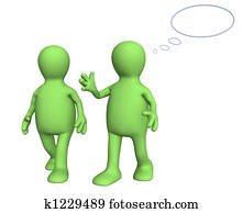 שני, 3d, puppets,, לדבר, ב, לך