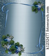 Christmas border Blue ribbons Christmas border Blue ribbons
