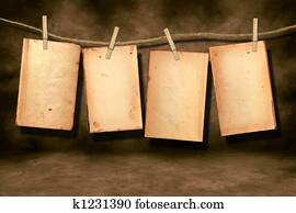 Distressed Worn Book Pages Hanging