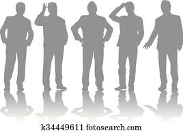 empresa / negocio, personas., siluetas, conceptual.