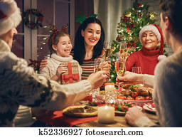 Family celebrates Christmas.