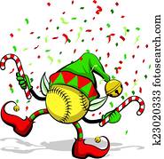 Softball Christmas Elf Softball Christmas Elf