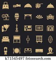 Tourist house icons set, simple style Tourist house icons set, simple style