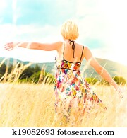 Woman enjoying the nature. Woman enjoying the nature.