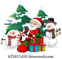 Christmas theme with Santa and snowman Christmas theme with Santa and snowman