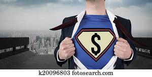 Composite image of businessman open