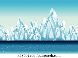 fundo, com, geleira, e, oceânicos