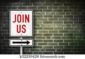 JOIN US - road sign illustration