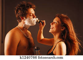 Pair during a shaving Pair during a shaving