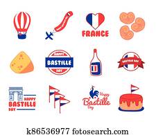 bundle of bastille day icons bundle of bastille day icons