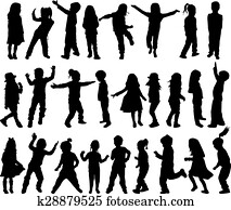 enfants, silhouettes