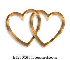 Linked Gold Hearts 3D Linked Gold Hearts 3D