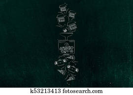 machine turning houses into bags of money and cash