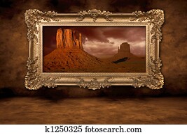 Monument Valley Panorama in a Vintage Boroque Frame