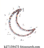people in the form of  moon.